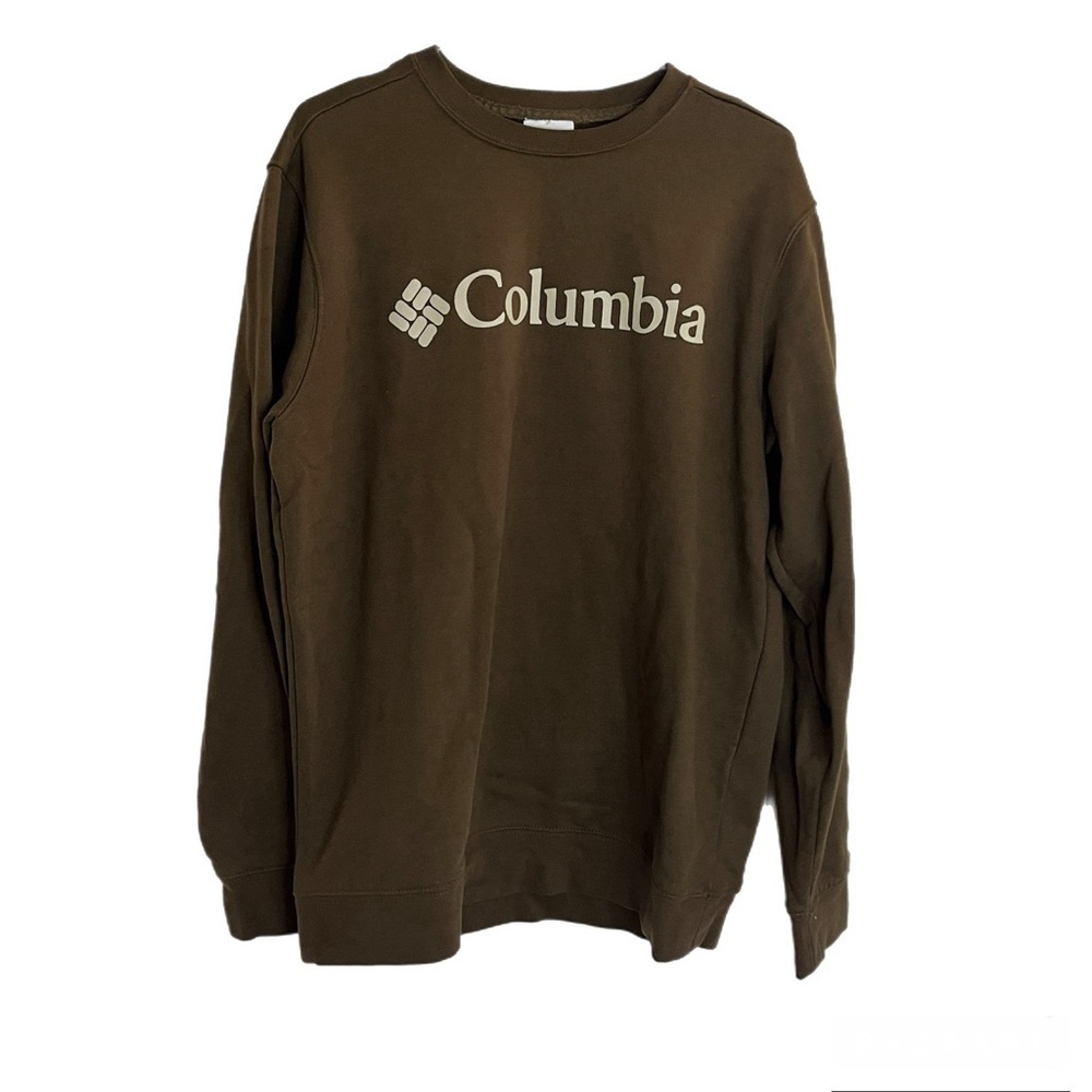 Columbia Olive Green Logo Athletic Crew Neck Pullover Sweater